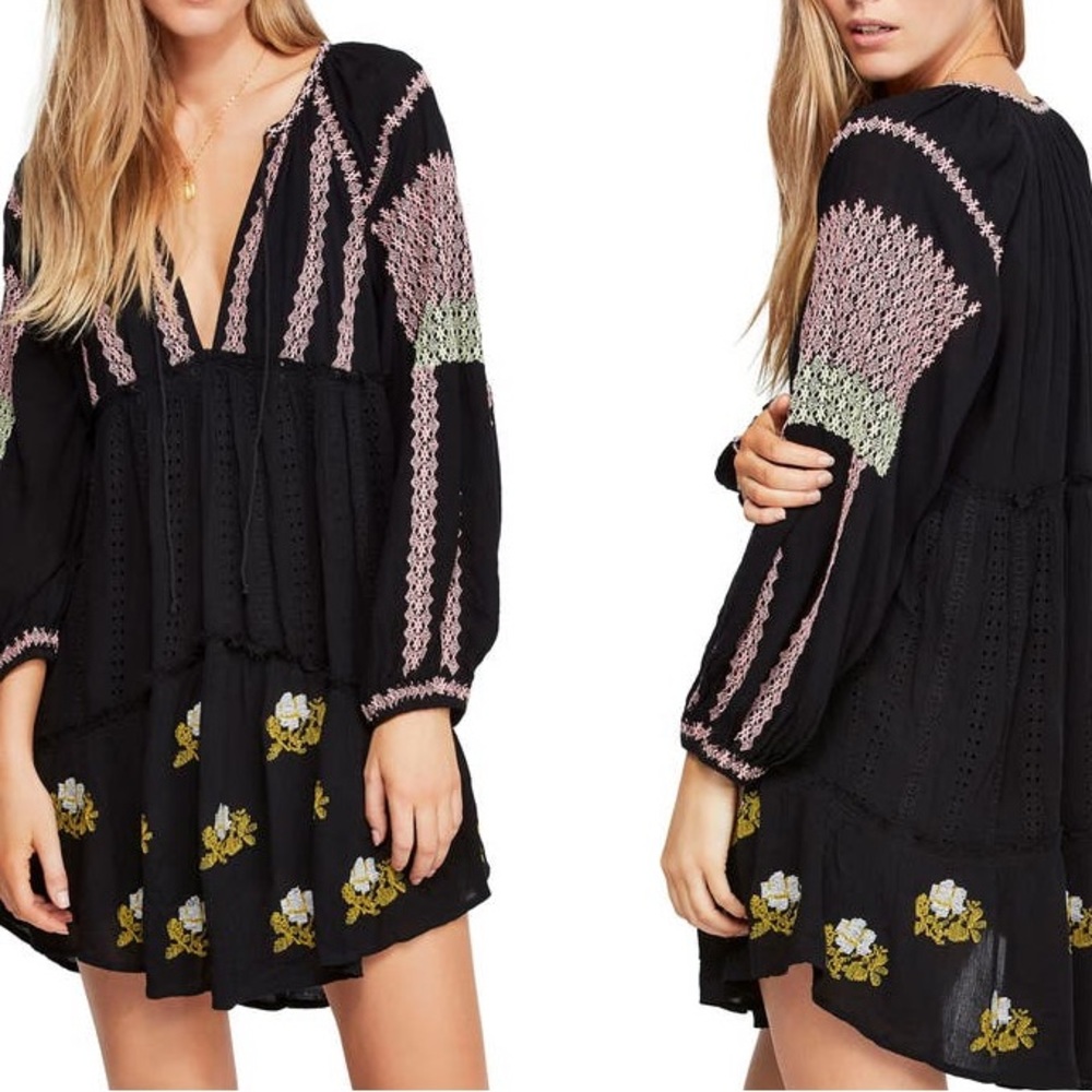 Free People Wild Horses Long Sleeved Minidress